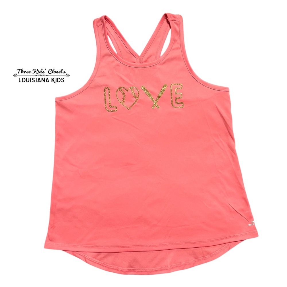 BCG Girls XL (16) Coral & Gold Softball Baseball Athletic Tank Top